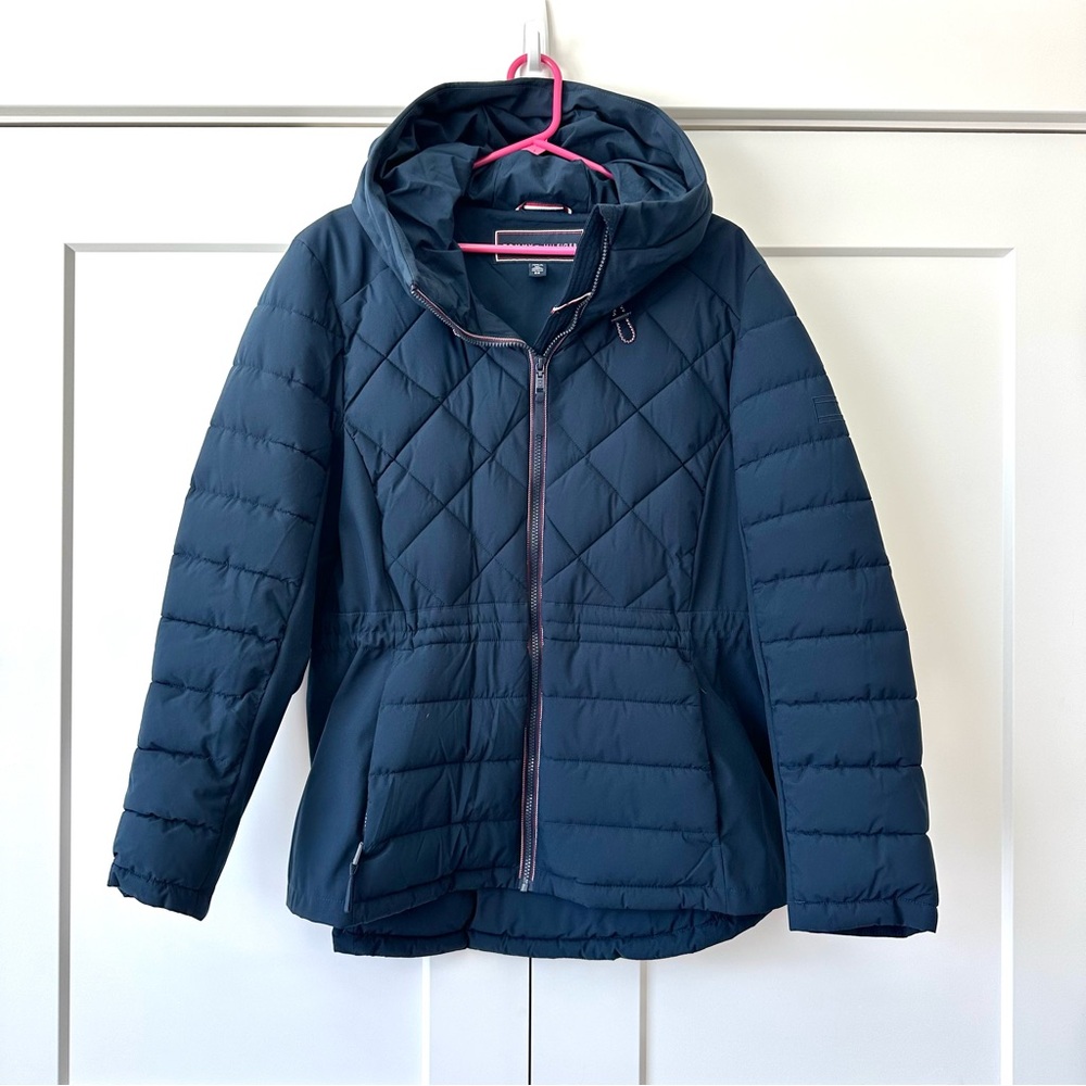 Tommy Hilfiger Navy Quilted Hooded Puffer Jacket
